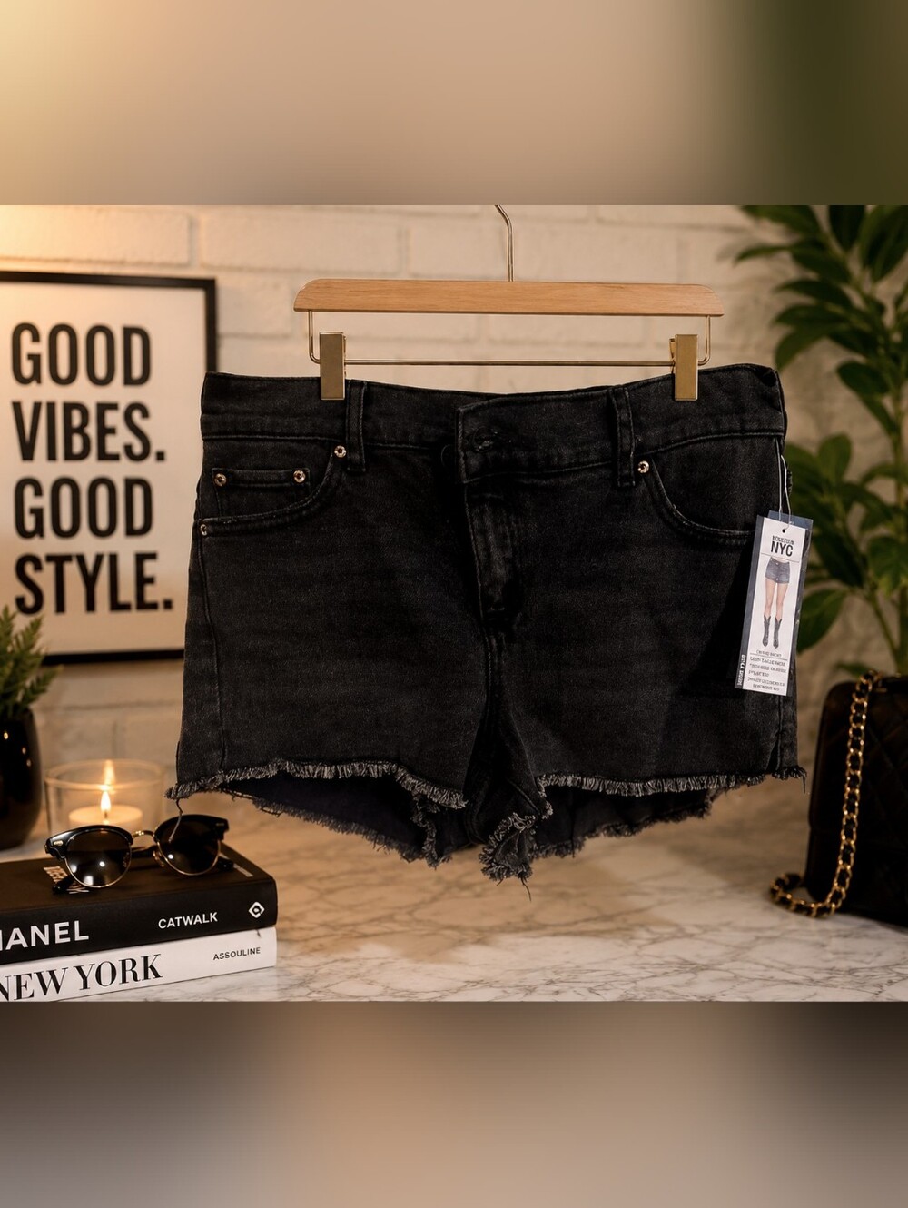 🔥 NWT Steve Madden NYC Black Wash Denim Shorts S